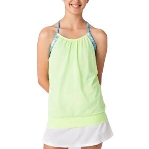 Ivivva Lululemon Lime Yellow Paint Splatter Double Dutch Bra Tank size 10